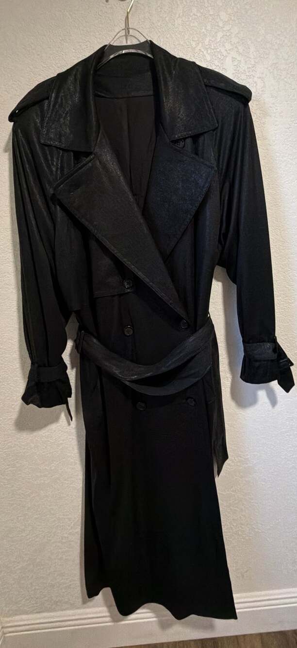Vintage Union Made Trench Coat Black Belted Long Jacket